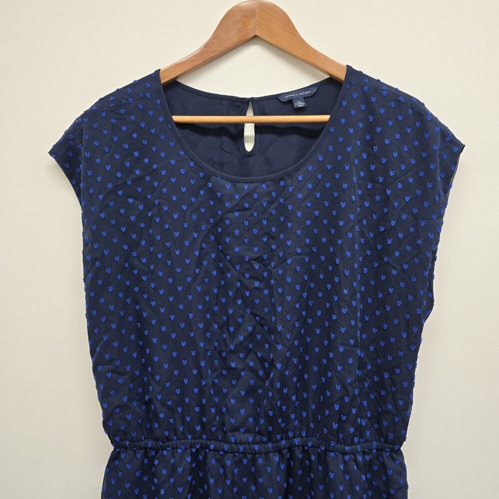 Tommy Hilfiger 3D Hearts Dress Womens XXL Lined Elastic Waist Two Tone Blue - Picture 4 of 12